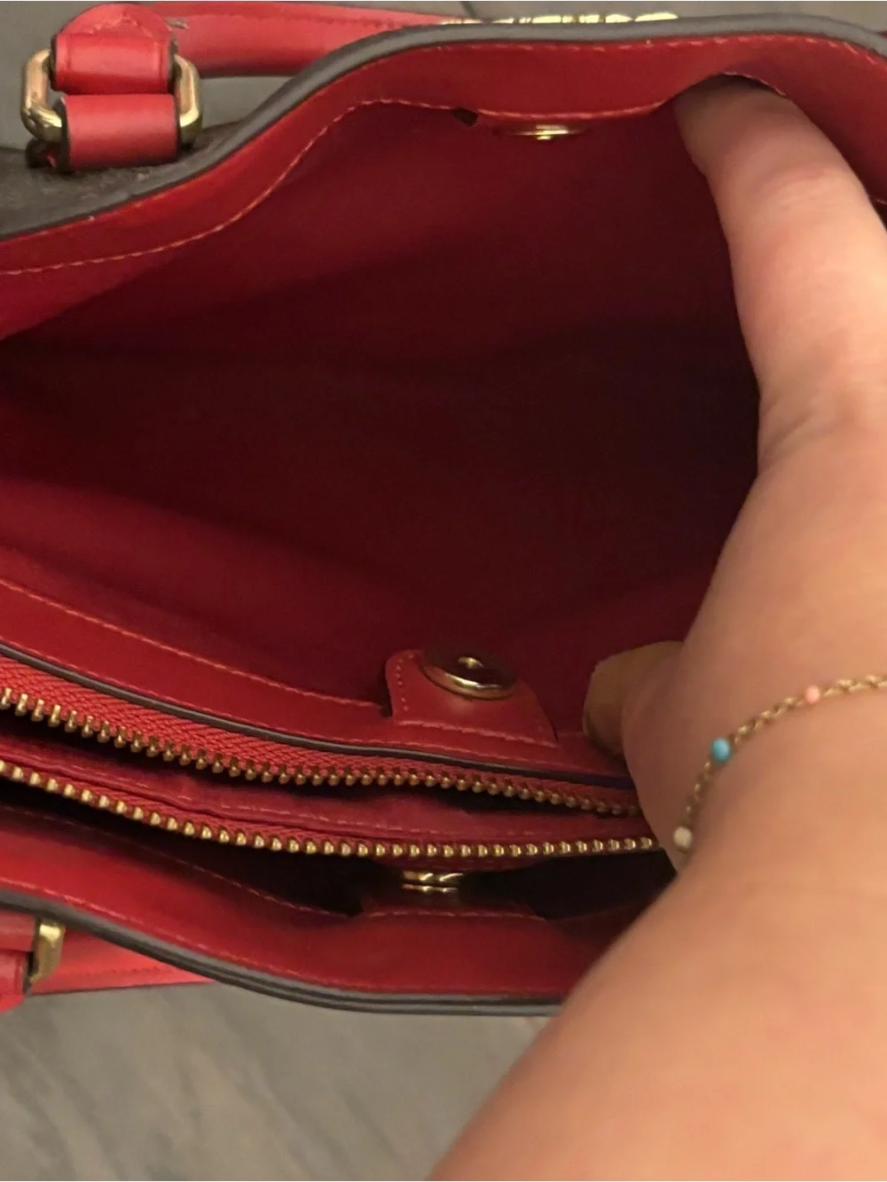 Coach Brown Signature Satchel with Red Trim and Strap (strap is not original)
